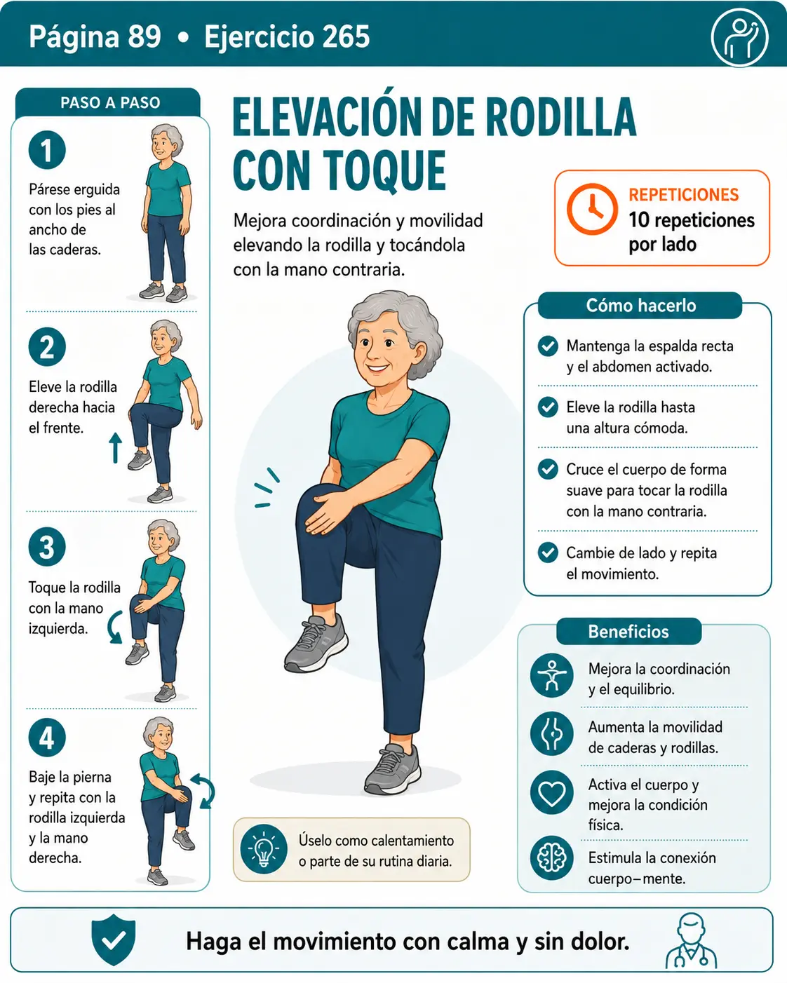 Elevación de rodilla con toque